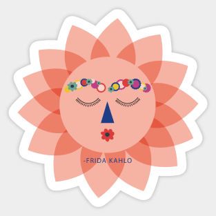 Colorful cute funny sun Frida kahlo portrait viva la vida mexican painter Sticker